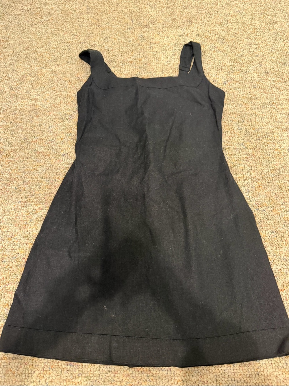 Abercrombie & Fitch Black Square-Neck Linen Mini Dress